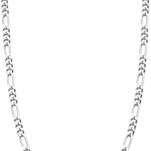 Solid 925 Sterling Silver Italian 2.3mm Diamond-Cut Figaro Link Chain Necklace f